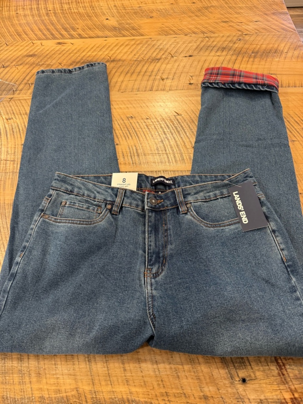 Lands' End Women’s Denim free label lined straight leg jeans